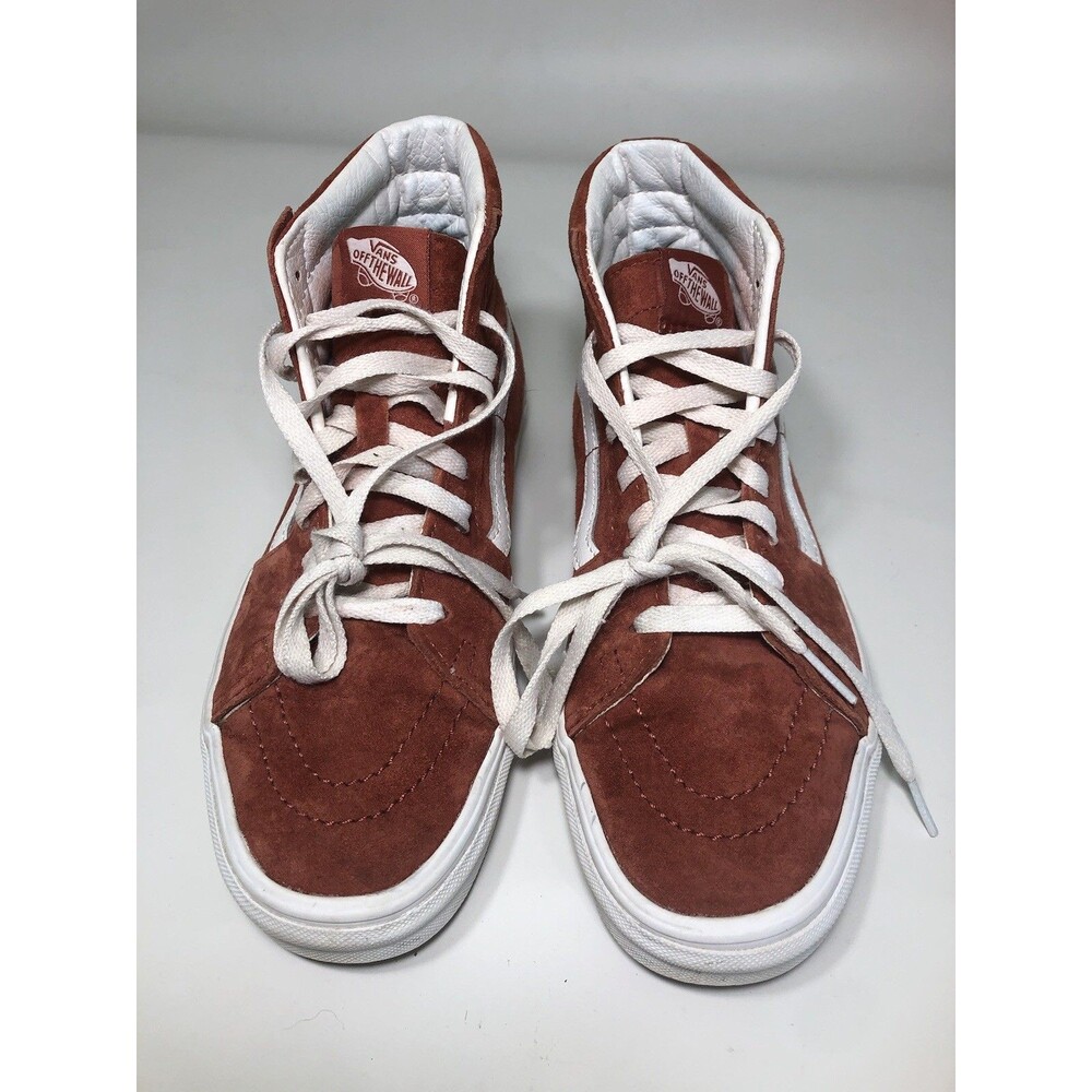 VAN’S SK8-HI PIG SUEDE LEATHER BURNT BRICK SKATE SHOES Men’s 6.5 Women’s 8 EUC